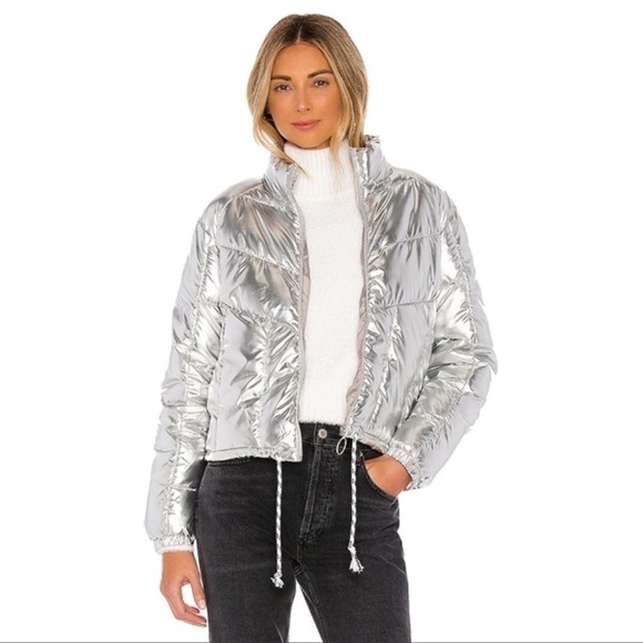 CENTRAL PARK WEST SILVER CROPPED PUFFER REVOLVE JACKET XS - Picture 1 of 12